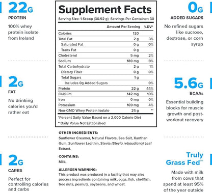 LEGION Whey+ Whey Isolate Protein Powder from Grass Fed Cows - Low Carb, Low Calorie, Non-GMO, Lactose Free, Gluten Free, Sugar Free, All Natural Whey Protein Isolate, 30 Servings (Salted Caramel)