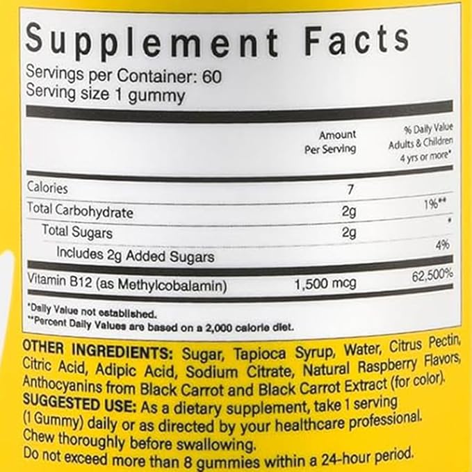 Calcium & Methyl B12 Vitamins (Cotton Candy & Natural Raspberry)- Ideal Chewable Gummies for Strong Bones & Nerve Function – 2 Bottles