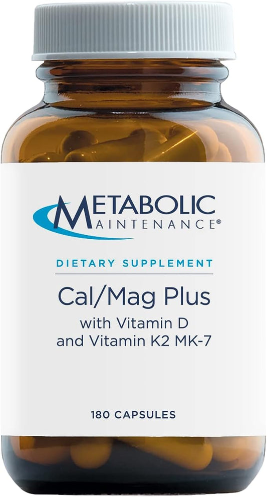 Metabolic Maintenance Cal/Mag Plus - Magnesium and Calcium Supplement with Vitamin D3 + K2 - Magnesium Calcium Supplement for Healthy Bone, Nerve and Muscle Function (180 Capsules)