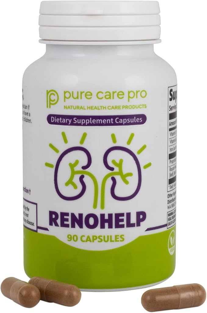 Renohelp Powerful All-Natural Kidney Support Supplement for Healthy Kidney Function, Creatinine Levels and Glomerular Filtration, Vegan & Gluten Free* (90 Capsules)