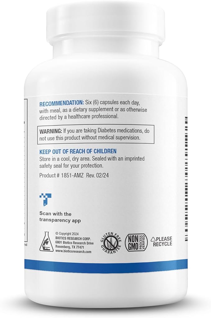 Biotics Research GlucoBalance Supports Metabolic Health, Chromium, Vanadium, Lcarnitine 180 Capsules