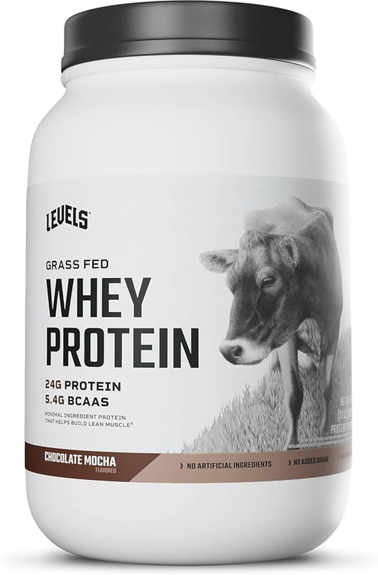 Levels Grass Fed Whey Protein Powder, No Artificials, 24G of Protein, Chocolate Mocha, 2LB