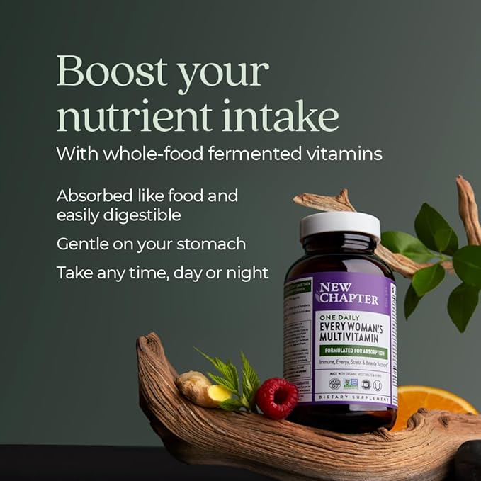 New Chapter Women's Multivitamin for Immune, Beauty + Energy Support with Fermented Nutrients - Every Woman's One Daily, Made with Organic Vegetables & Herbs, Non-GMO, Gluten Free, 48 Count