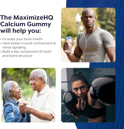 Calcium Gummies - Supports Calcium Levels - Vitamin D3, Magnesium, and Zinc - Fruit Juice Extract - Time-Release Formula - Supports Bone Strength - Gluten Free