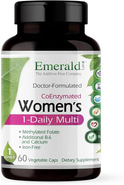 EMERALD LABS Women's 1-Daily Multi - Multivitamin for Women - Includes Calcium, Zinc, Vitamin B & More - Bone & Immune Support Supplement* - Gluten-Free - 60 Vegetable Capsules