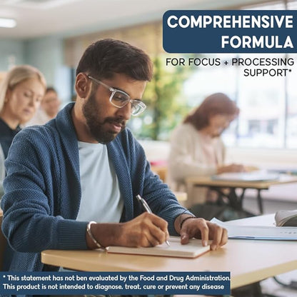 Nootropic Brain Supplement for Healthy Memory, Focus, Cognition | Balanced Fusion of Organic Lion’s Mane and 7 Power Plants | Neuro Protective Formula | Brain Boost | Adaptogens | Non-GMO. 90 caps.