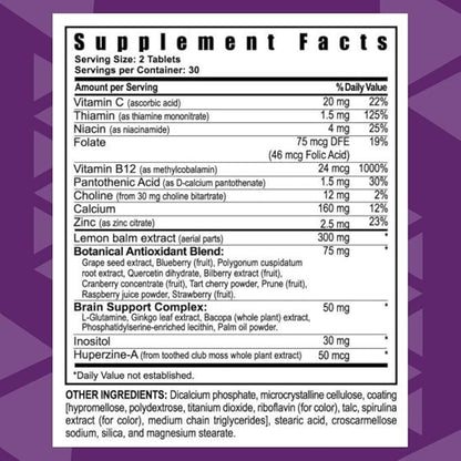 Youngevity Synaptiv™ Brain Support - 12in1 - Ginkgo, Huperzine, Bacopa, Quercetin and More - with Potent Antioxidant Blend + Vitamins - 60 Tablets (Pack of 1)