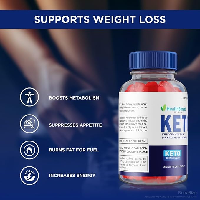 Health Smart Gummies - Health Smart Keto ACV Gummies, Health Smart Keto Gummies for Advanced Weight Loss, Keto + ACV Gummy, Maximum Strength Supplement, HealthSmart Gomitas Reviews (60 Gummies)