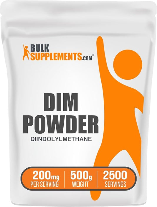 BulkSupplements.com DIM Powder - Diindolylmethane Powder, DIM Supplement for Men & Women - DIM 200mg, Gluten Free - 200mg per Serving, 500g (1.1 lbs) (Pack of 1)