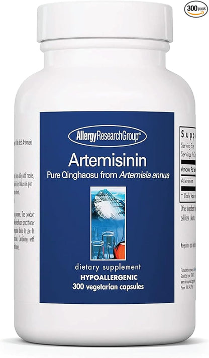 Allergy Research Group Artemisinin Supplement - GI Tract Support, Pure Qinghaosu from Artemisia annua, Thujone-Free, Hypoallergenic, Vegetarian Capsules - 300 Count