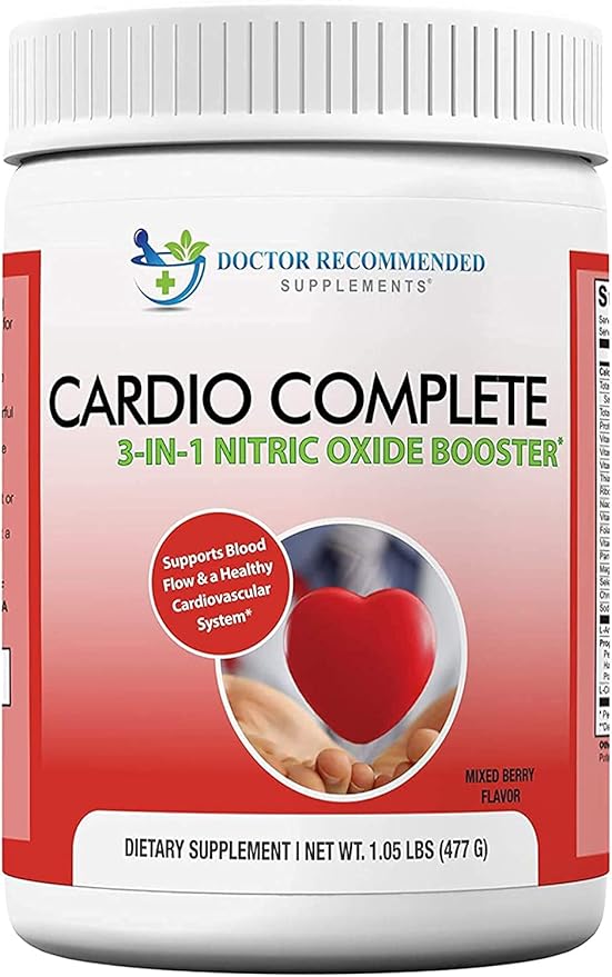 Cardio Complete - Heart Health Support Powder Supplement - 3-in-1 Nitric Oxide Booster with 5,000 L-Arginine, 1,000mg L-Citrulline, and Hawthorn Berry, 2 Pack