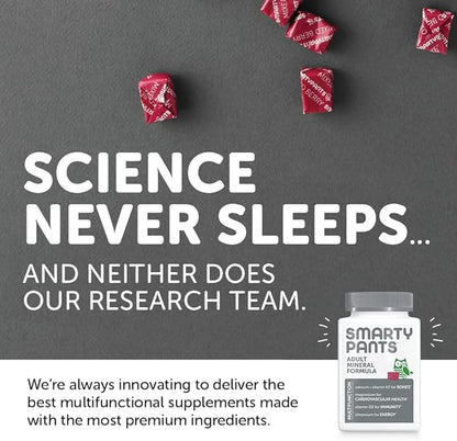 SmartyPants Mineral Chews: Magnesium Citrate & Calcium Supplement with Vitamin D3, Vitamin C, Vitamin K2, Zinc & Selenium for Immune Support, 60 Count (30 Day Supply)