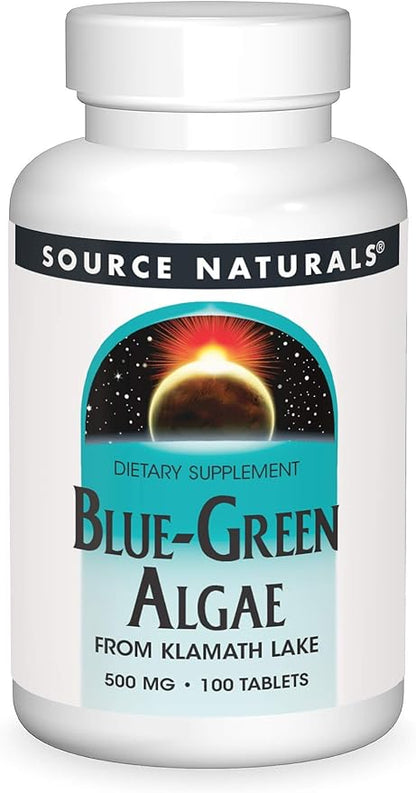 Source Naturals Blue Green Algae from Klamath Lake - Algae Superfood Supplement, 500 mg - 100 Tablets