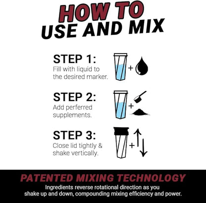 HELIMIX 1.5 Vortex Blender Shaker Bottle Holds Upto 20oz | No Blending Ball or Whisk | USA Made | Portable Pre Workout Whey Protein Drink Shaker Cup | Mixes Cocktails Smoothies Shakes | Top Rack Safe