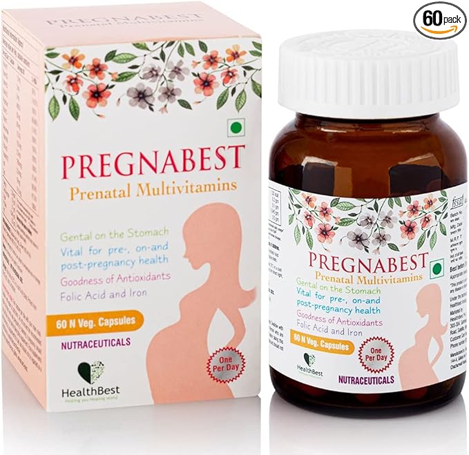 Pregnabest Pre-natal Multivitamin for Women, Folic Acid, Iron, 60 Capsules