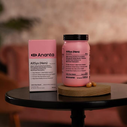 Ananta AllSys Hers Supplement for Women - Support to Maintain 11 Main Bodily Systems, Help to Promotes Hair, Skin and Bone Health, Helps Boost Immune Support (60 Vegan Capsule)