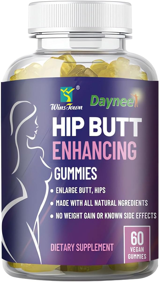 Hip Butt Enhancement Gummies, Booty Gummies for Bigger Butt, Bum Support Gummies for Women, Multivitamins, 60 Count