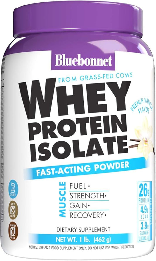 Bluebonnet Nutrition Whey Protein Isolate Powder, 14 Serving, Vanilla, 1 lb