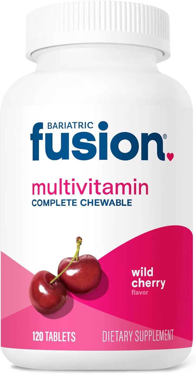 Bariatric Fusion Wild Cherry Complete Chewable Bariatric Multivitamin with Iron for Bariatric Surgery Patients Including Gastric Bypass and Sleeve Gastrectomy - 120 Tablets