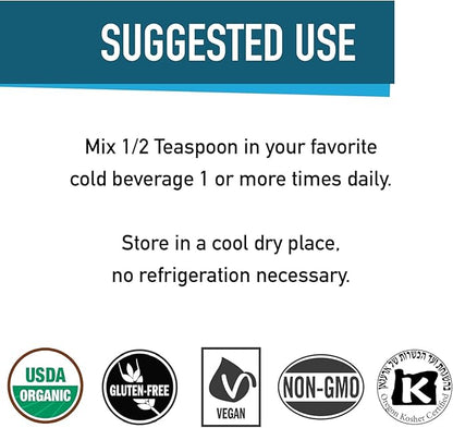 E3LIVE Blue Majik Organic Spirulina Powder: Superfood Your Way to Radiant Health and Wellness - No Fishy Smell, 100% Vegan Protein 120 Count