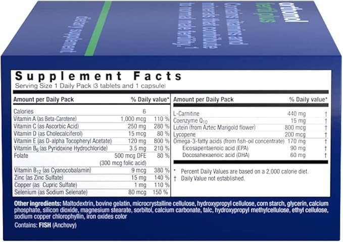 Orthomol Fertil Plus 30, Male Prenatal Supplements, Vital Nutrients for Conception with Selenium and L-Carnitine, 30-Day Supply