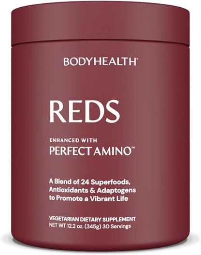 BodyHealth Perfect Reds (30 SVG) Superfood Berry Powder Antioxidant Drink, Fruit Powder Mix for Smoothies with Fruit, Vegetables, Superfoods, Phytonutrients, Fiber, and PerfectAmino Protein