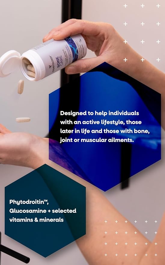 Bone Care Bone Health Supplements - Phytodroitin, Glucosamine, Vitamin D3 K2 & Calcium Supplement – Cartilage, Muscle & Joint Support Supplement – Vegan Bone Strength (60 Count)