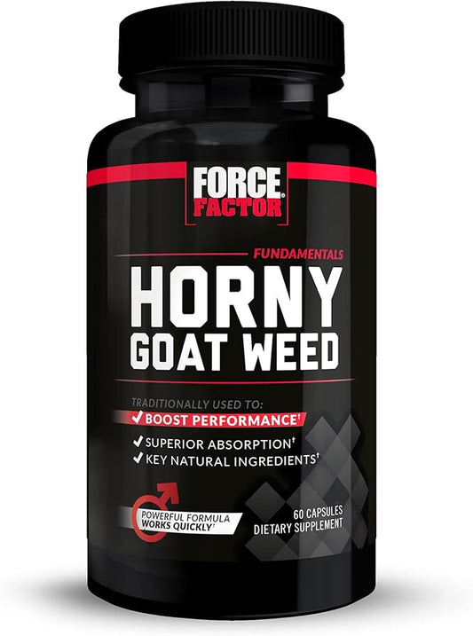Force Factor Horny Goat Weed for Men, Natural Male Drive and Vitality Supplement with Natural Ingredients for Superior Absorption, Fundamental Series, 750mg, 60 Capsules