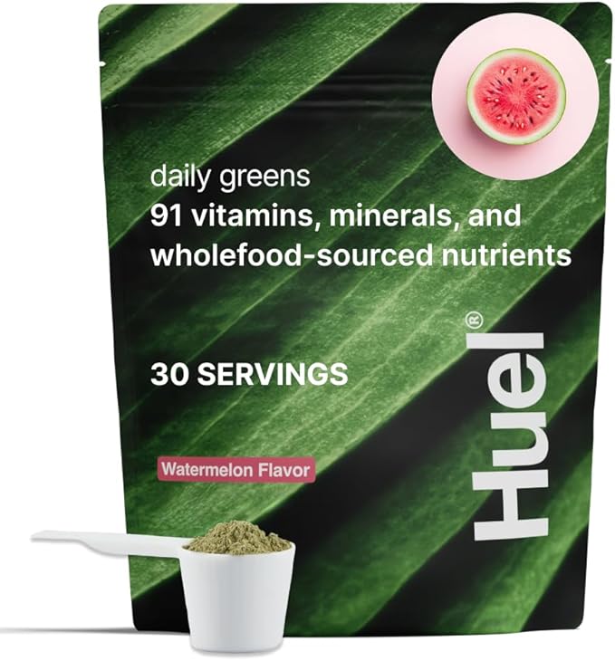Huel Daily Greens Watermelon | Superfood Greens Powder | 91 Vitamins, Minerals, and Wholefood-Sourced Ingredients | Adaptogens, Antioxidants, Gut-Friendly Probiotics | 30 Servings