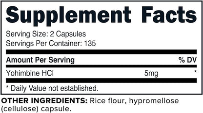 PrimaForce Yohimbine HCl 2.5mg, 270 Capsules - Premium Supplement, Boosts Performance, Zero Fillers, Non-GMO and Gluten Free