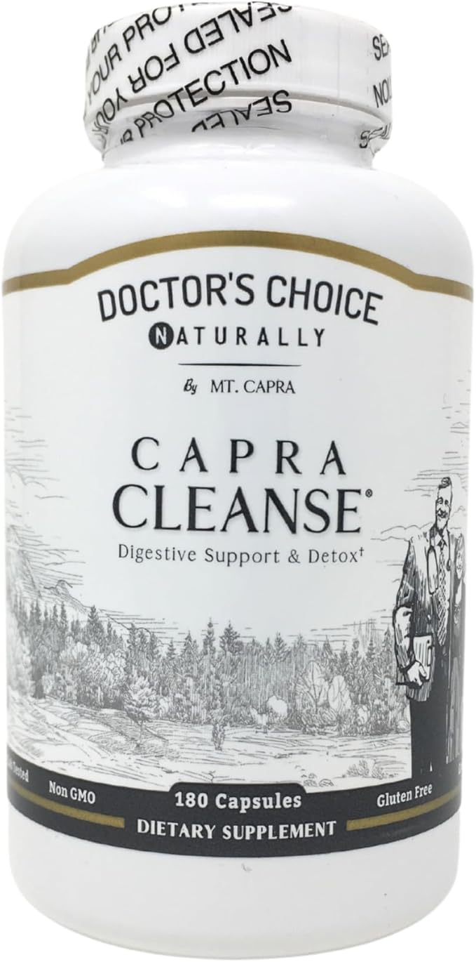 MT. CAPRA SINCE 1928 CapraCleanse | Effective Cleansing of GI Tract with All Natural & Non-GMO Ingredients | 180 Capsules