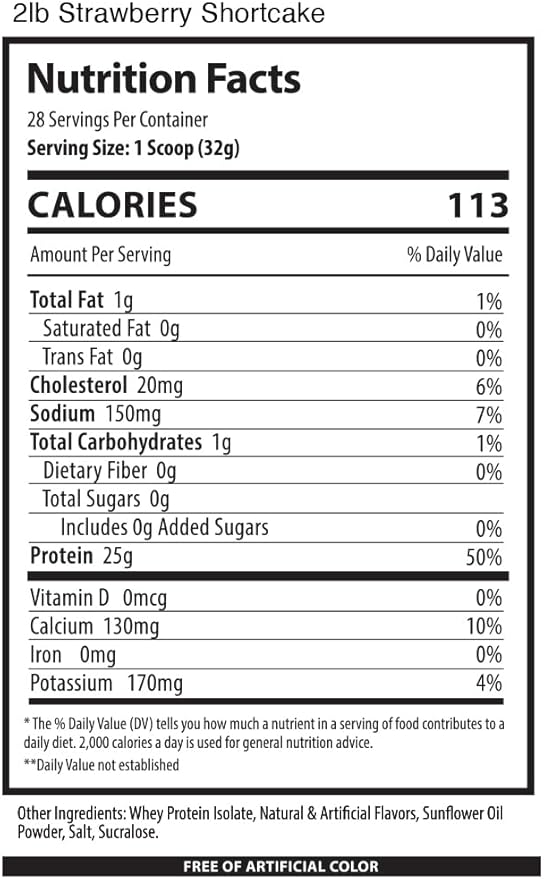 ISO, Low Carb 100% Whey Protein Isolate Powder, 25 Grams Per Serving, Helps Support Muscle Growth, Low Sugar and Gluten Free (Strawberry Shortcake, 2 lb)