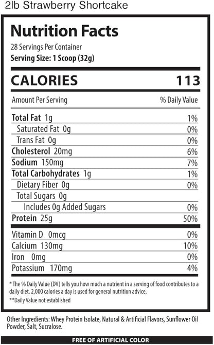 ISO, Low Carb 100% Whey Protein Isolate Powder, 25 Grams Per Serving, Helps Support Muscle Growth, Low Sugar and Gluten Free (Strawberry Shortcake, 2 lb)