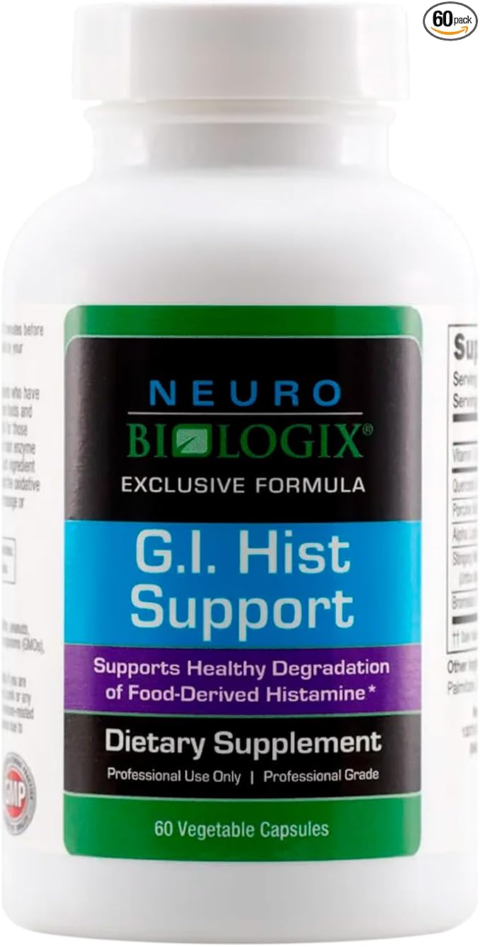 Neuro biologix GI Hist Support - Supplement for Histamine Digest, Histamine Blocker with Vitamin C, Quercetin, Porcine Kidney, Alpha Lipoic Acid, Stinging Nettle Root, and Bromelain, 60 Capsules