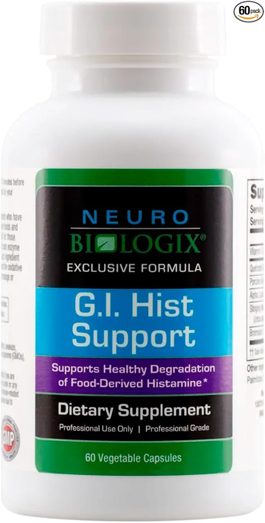 Neuro biologix GI Hist Support - Supplement for Histamine Digest, Histamine Blocker with Vitamin C, Quercetin, Porcine Kidney, Alpha Lipoic Acid, Stinging Nettle Root, and Bromelain, 60 Capsules
