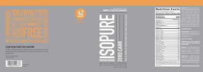 Isopure Protein Powder, Zero Carb Whey Isolate with Vitamin C & Zinc for Immune Support, 25g Protein, Keto Friendly, Vanilla Salted Caramel, 42 Servings, 3 Pounds (Packaging May Vary)