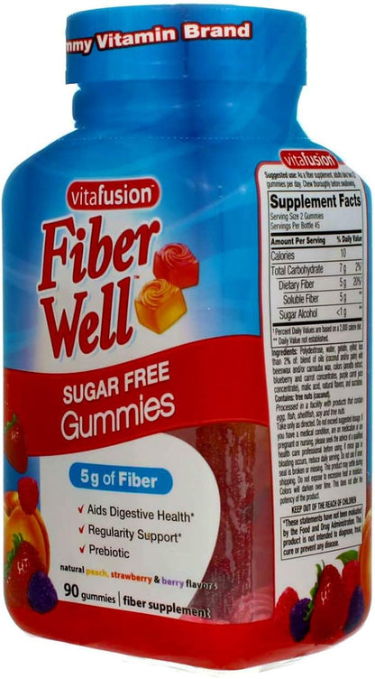 VitaFusion, Fiber Well Gummies, Fiber Supplement, Assorted Flavors - 90 gummies, Pack of 4