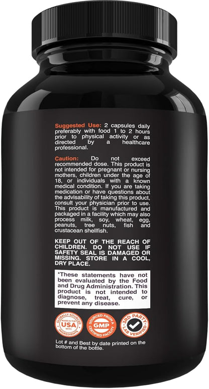 Testosterone Supplement for Men with Tongkat Ali and Horny Goat Weed - Testosterone Booster for Men for Energy Muscles and Drive with Invigorating Herbal Maca Root for Men (1 Month Supply)