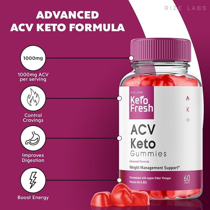 Keto Fresh ACV Gummies for Advanced Weight Loss, Gummies to Increase Energy Levels, Used to Improve Sleep and Prevents Fatigue (120 Gummies)