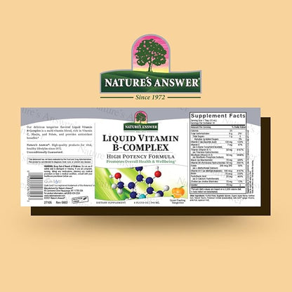 Nature's Answer Liquid Vitamin B-Complex Supports Healthy Energy Levels | Promotes Healthy Nerve Function | All-Natural Tangerine Flavor | Gluten-Free & Benzoate-Free 8oz