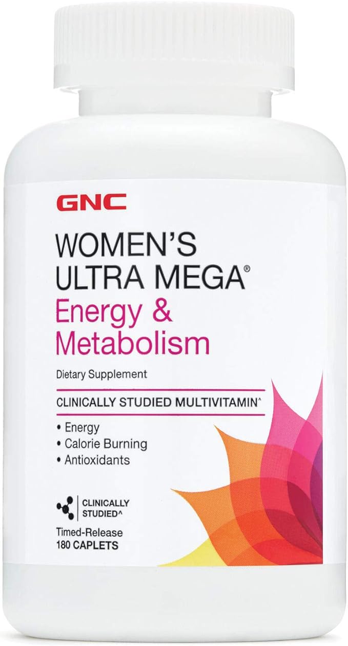 GNC Womens Ultra Mega Energy and Metabolism Multivitamin for Women, 180 Count, for Increased Energy, Metablism, and Calorie Burning