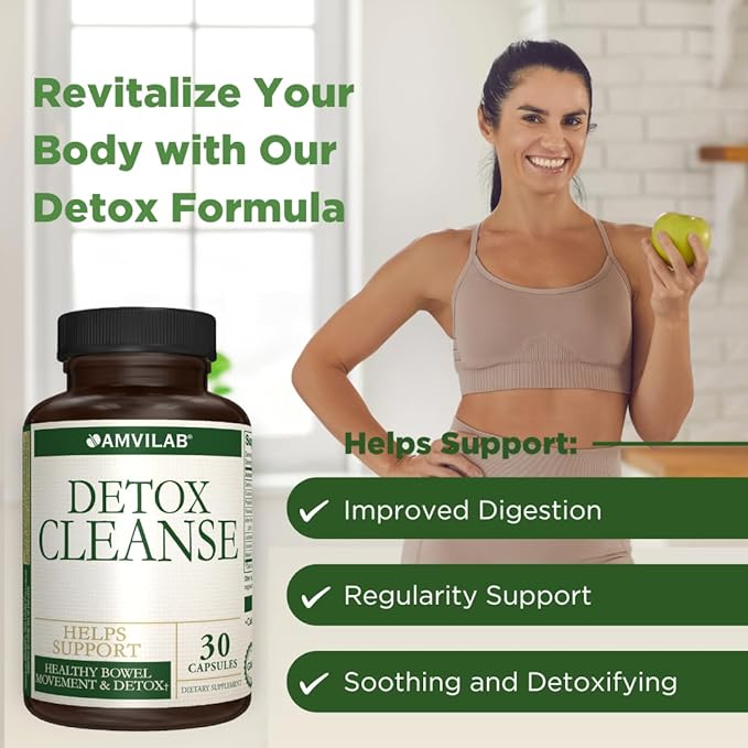 Detox Cleanse - Colon Detox - Supports Healthy Bowel Movement & Detox - Gut & Colon Detox Cleanse - Natural Laxative for Constipation - Reduce Bloating - Dietary Supplement - 30 Capsules
