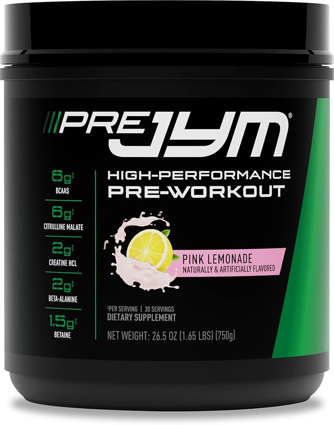 JYM Supplement Science Pre JYM Pink Lemonade Pre Workout Powder for Men & Women, BCAAs, Nootropics, Creatine HCI, Citrulline, Beta-Alanine, Betaine, Taurine, Huperzine, 30 Servings