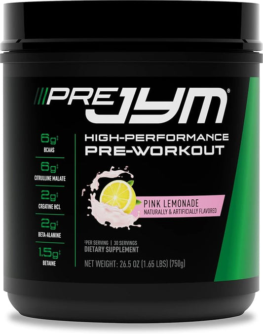 JYM Supplement Science Pre JYM Pink Lemonade Pre Workout Powder for Men & Women, BCAAs, Nootropics, Creatine HCI, Citrulline, Beta-Alanine, Betaine, Taurine, Huperzine, 30 Servings
