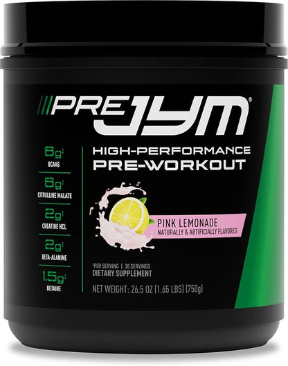 JYM Supplement Science Pre JYM Pink Lemonade Pre Workout Powder for Men & Women, BCAAs, Nootropics, Creatine HCI, Citrulline, Beta-Alanine, Betaine, Taurine, Huperzine, 30 Servings