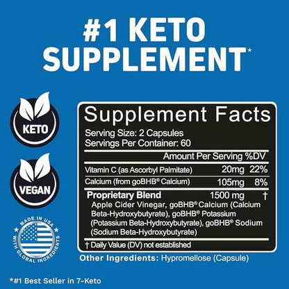 Herbtonics Apple Cider Vinegar Capsules with The Mother Plus Keto BHB - for Women & Men - Energy & Focus - 240 Vegan Pills