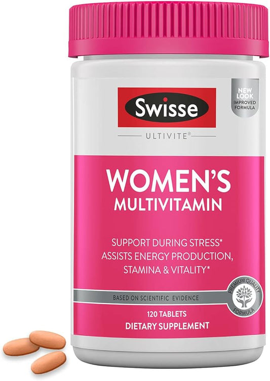 Swisse Daily Multivitamin for Women | 47 Vitamins, Antioxidants and Minerals + Adaptogens | Energy, Stress & Immune Support | Womens Multivitamin Supplement | 120 Tablets / 4 Months Supply