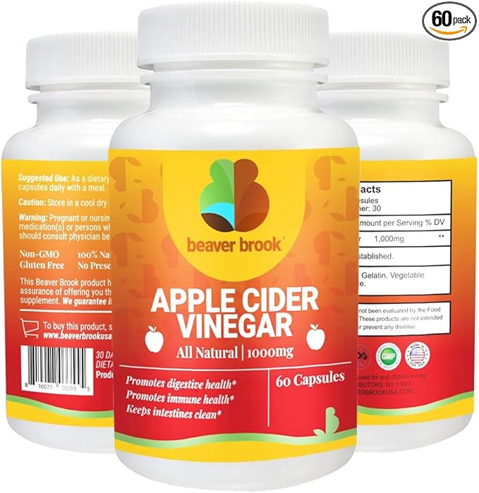 Apple Cider Vinegar All Natural Dietary Supplement – 60 Capsules