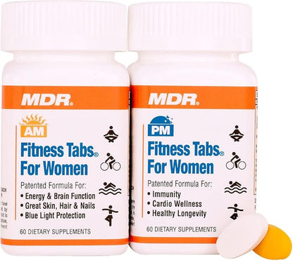 MDR Fitness Tabs Patented Multivitamin for Women Promotes ATP and NAD to Support Energy and Fitness - AM/PM Formulas - 2 Month Supply