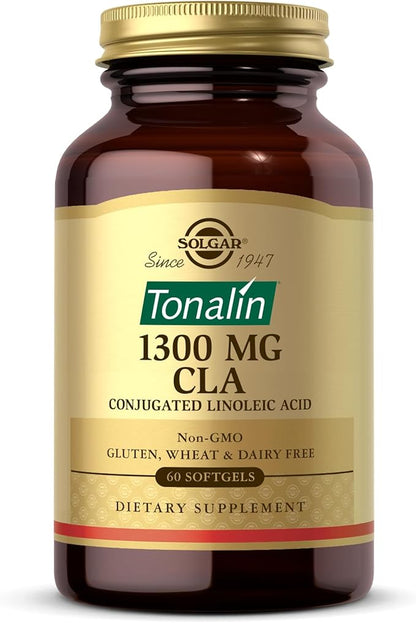 SOLGAR Tonalin CLA 1300 mg - 60 Softgels - Conjugated Linoleic Acid - Non-GMO, Gluten Free, Dairy Free - 60 Servings